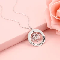 fashion tree of life engrave charming name necklace round customized necklaces chain custom pendants family gifts pendants colar