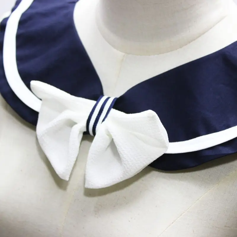 

Soft Cotton White Bowtie Decorative Half Shirt Fake Collar Detachable Pullover Style Necklace Choker for Students
