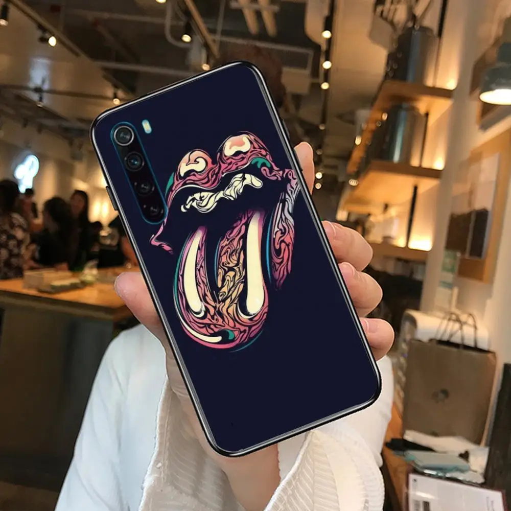 

Art Music Rollings Stones Tongue cartoon Phone Case For XiaoMi Redmi Note 9S 8 7 6 5 A Pro T Y1 Anime Black Cover Silicone Bac