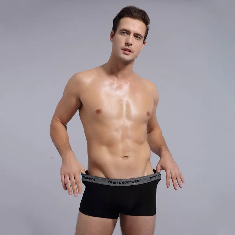 4PCS Men Underwear Cotton Boxers Panties Comfortable Mens Underpants Sexy Solid Cuecas Trunks Brand Shorts Men Boxer Plus Size
