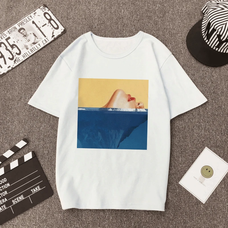 Женская футболка с короткими рукавами из полиэстера забавным принтом в