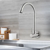 stainless steel wall mounting fast on faucet kitchen sink sink single cold faucet wall mounted installation faucet