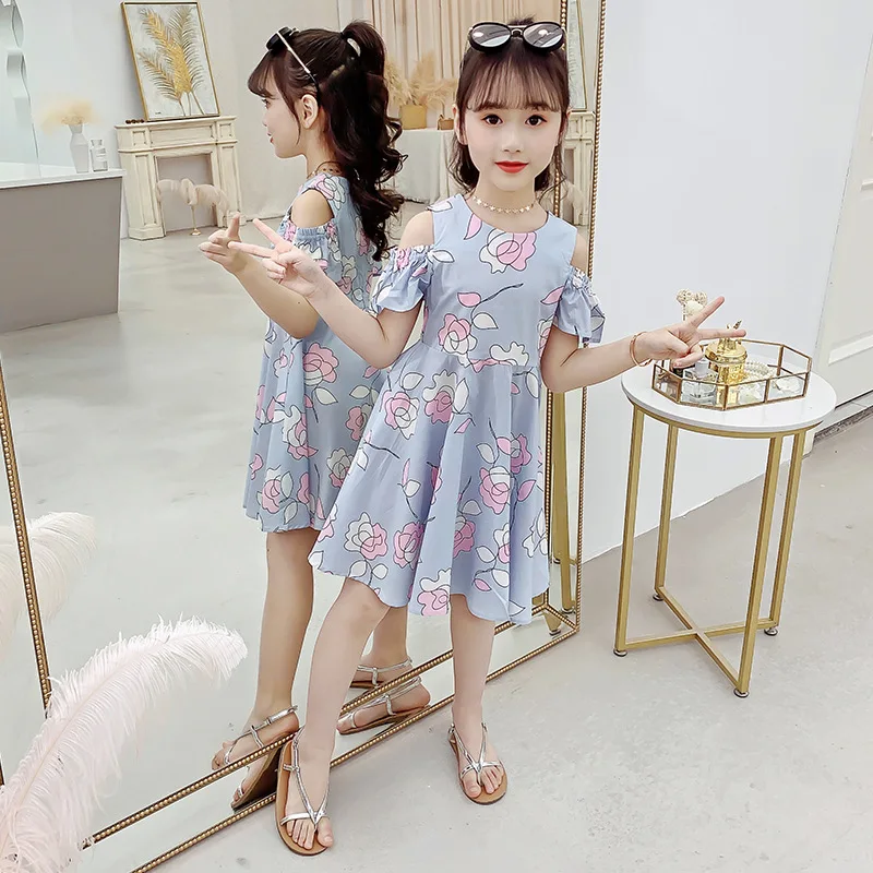 

Girls summer strapless flower dress 2021 new Korean girl summer princess dress