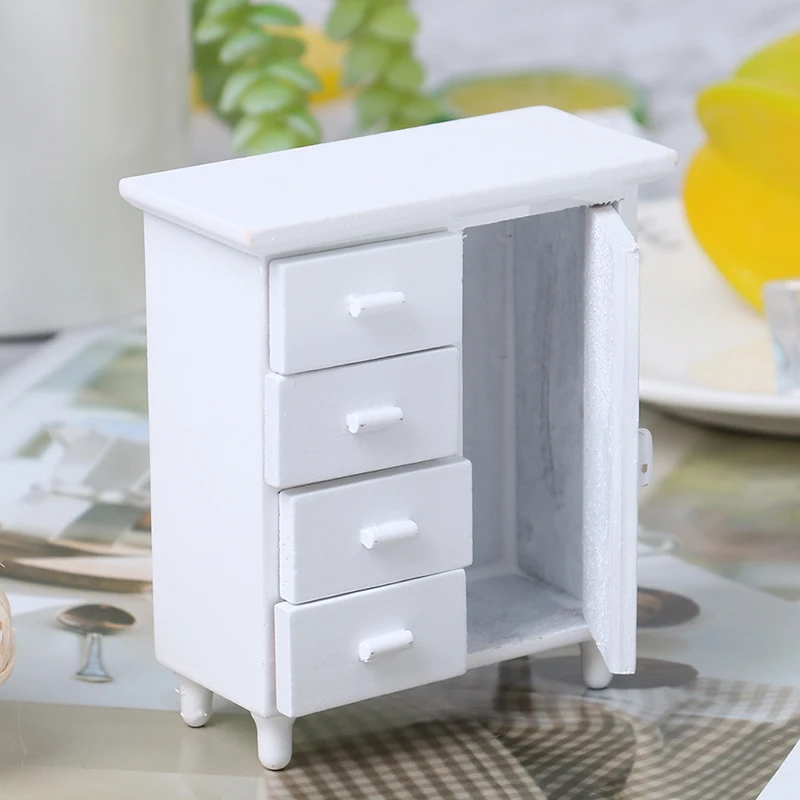 

Кукольный миниатюрный деревянный кукольный домик 1:12 из белого дерева, модель мебели ручной работы, декоративная миниатюрная мини-шкафчик, ...