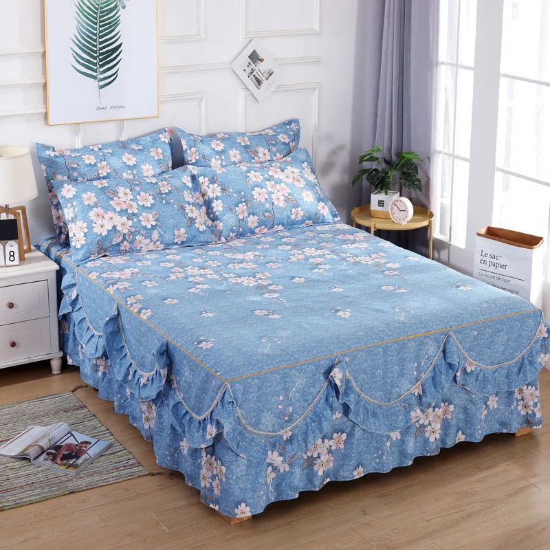 

Ruffle Design Thin Section Bed Skirt Home Textile Bedding 3pcs/set(1Bed Skirt + 2pcs Pillowcase) Bed Sheet King Bedspread Bed Sh