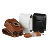 for fujifilm instax mini liplay hybird instant film camera bag case pu leather retro black brown white carry cover shoulder bags