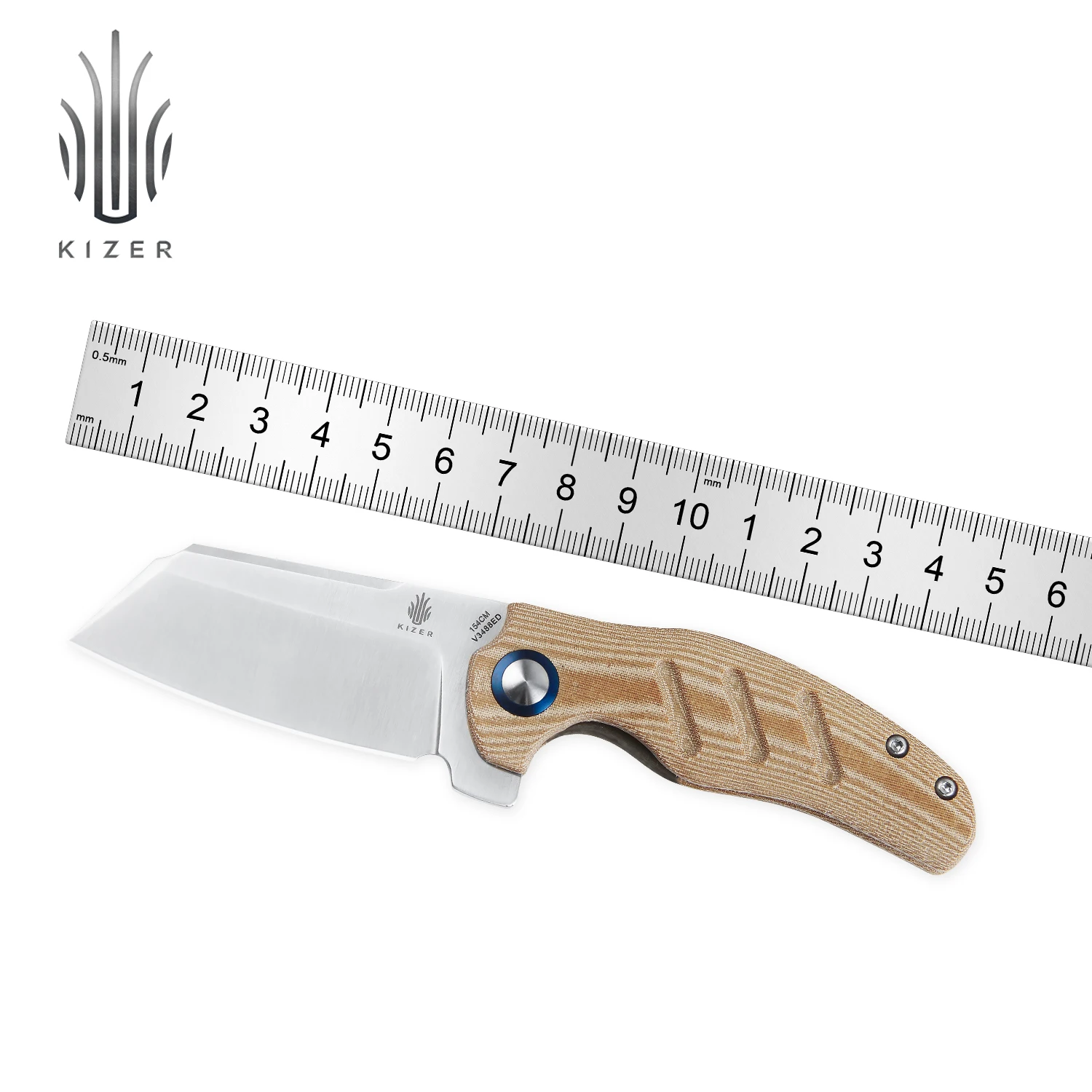 Kizer Mojave Exclusive Folding Knives C01C Mini V3488ED 154CM Blade EDC Pocket Folding Knife Micarta Handle Survival Tool
