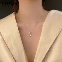 livvy silver color fashion creative spoon and fork pendant necklace for women clavicle necklace jewelry