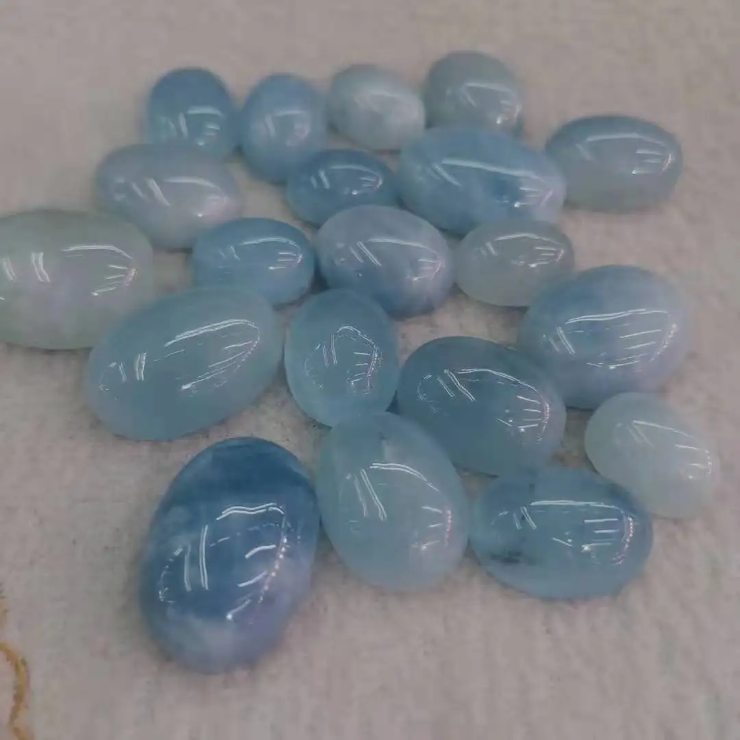 

20psc/lot large aquamarine bare stone ring face for inlaid necklace pendant ring natural rare jewelry wholesale In bulk gemstone