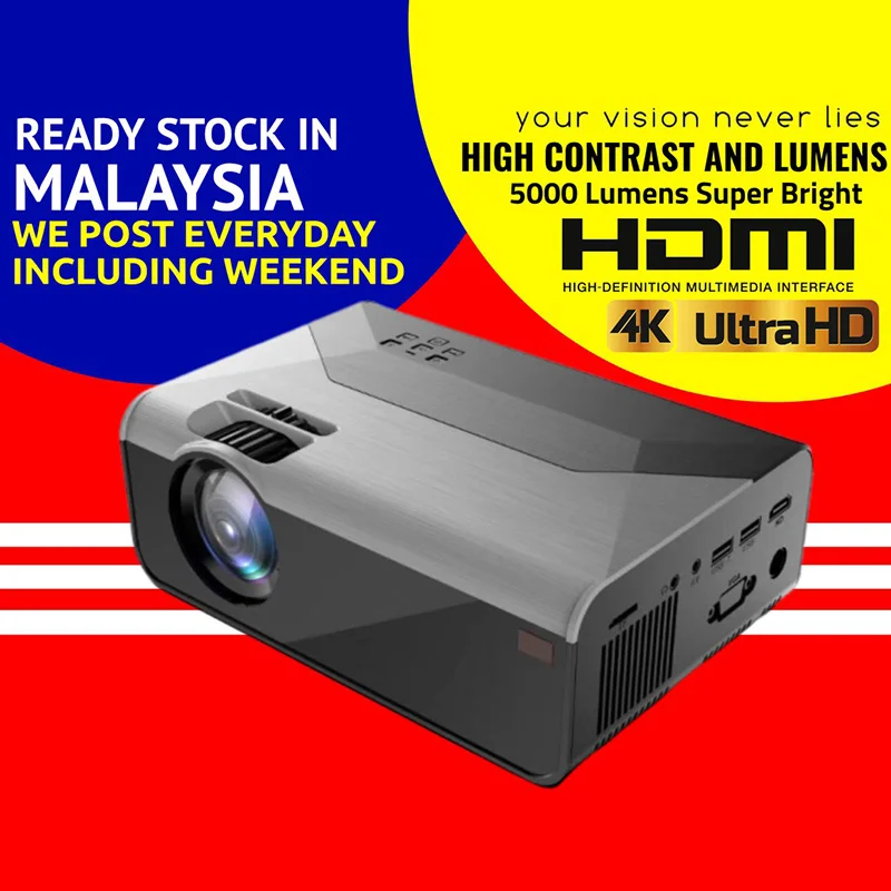 

New E08 Projector Portable Mini Projector Home Projector Hd 1080p 5000lm Projection Home Theater Portable Family Universal