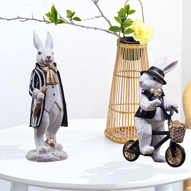 Strongwell европейские черно белые фигурки кроликов статуэтка животного для девочки