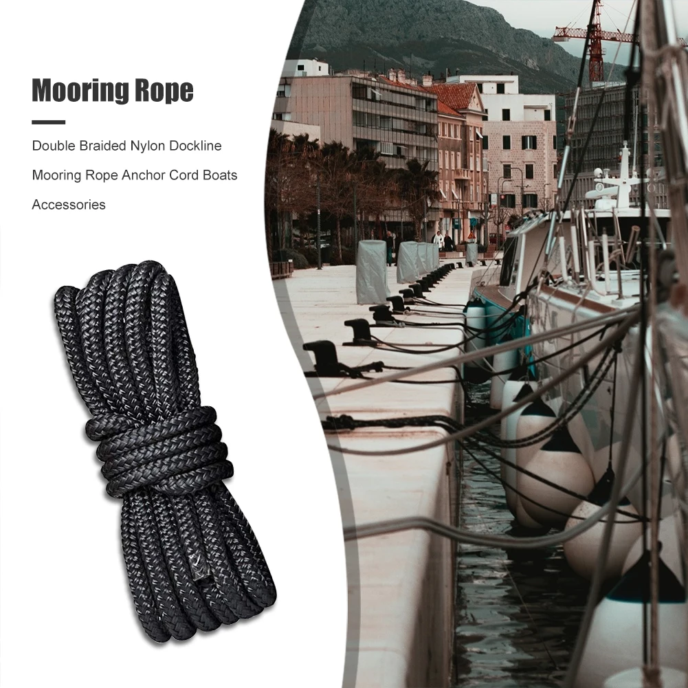 Marine Mooring Rope Double Braided Nylon Dockline Boats Anchor Cord Ultra Strong Outdoor Boat Sea Carrying Decor | Спорт и