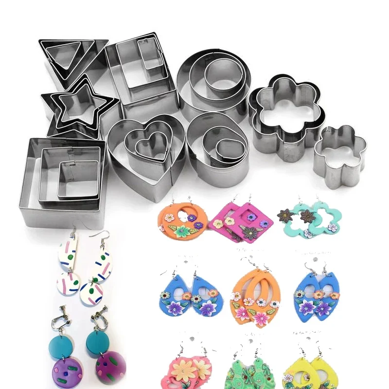 24 шт полимерная глиняные фрезы Набор в форме сердца звезды круг квадратные мини