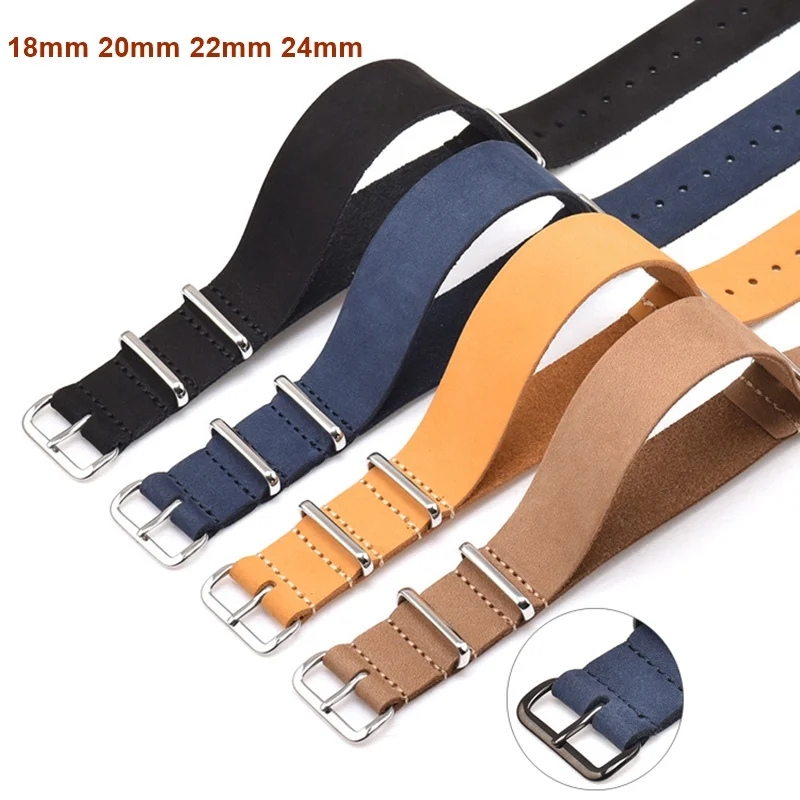 

Genuine Leather Watch Strap 18mm 20mm 22mm 24mm Real Cow Zulu Belt Wrist Bracelet High Quality Watchband for Men Women