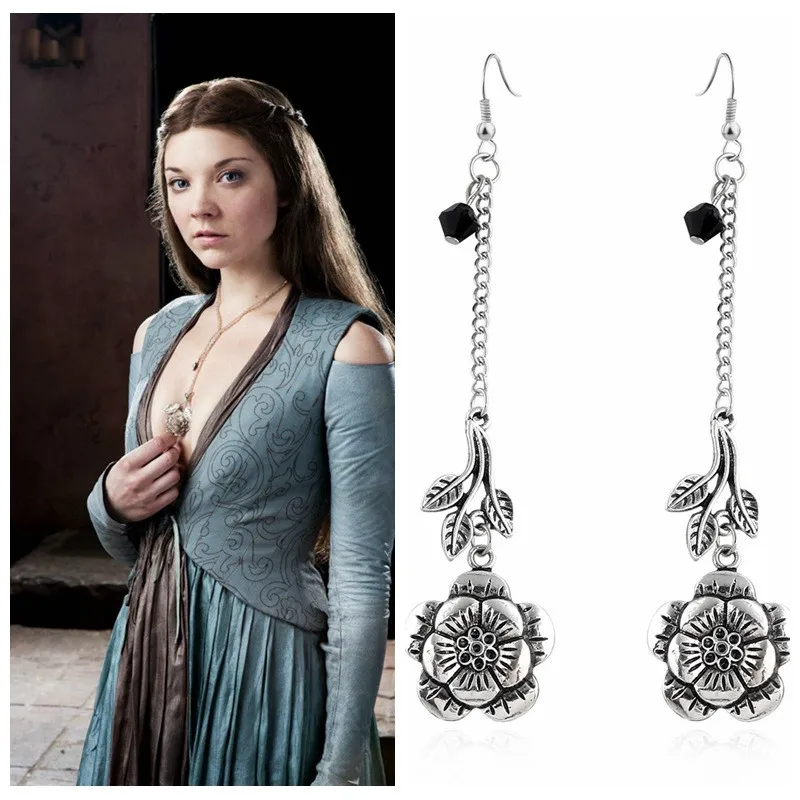 Новые фильмы вокруг Косплей Игра престолов Margaery Tyrell серьги с дизайном Роза