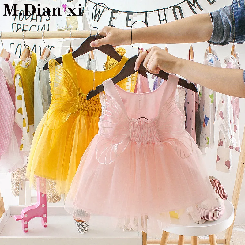 Hildren's Dress Summer New Girls Baby Strap Dress Korean Version of The Cartoon Stitching Dress 0-2Y Baby Fashion Dress