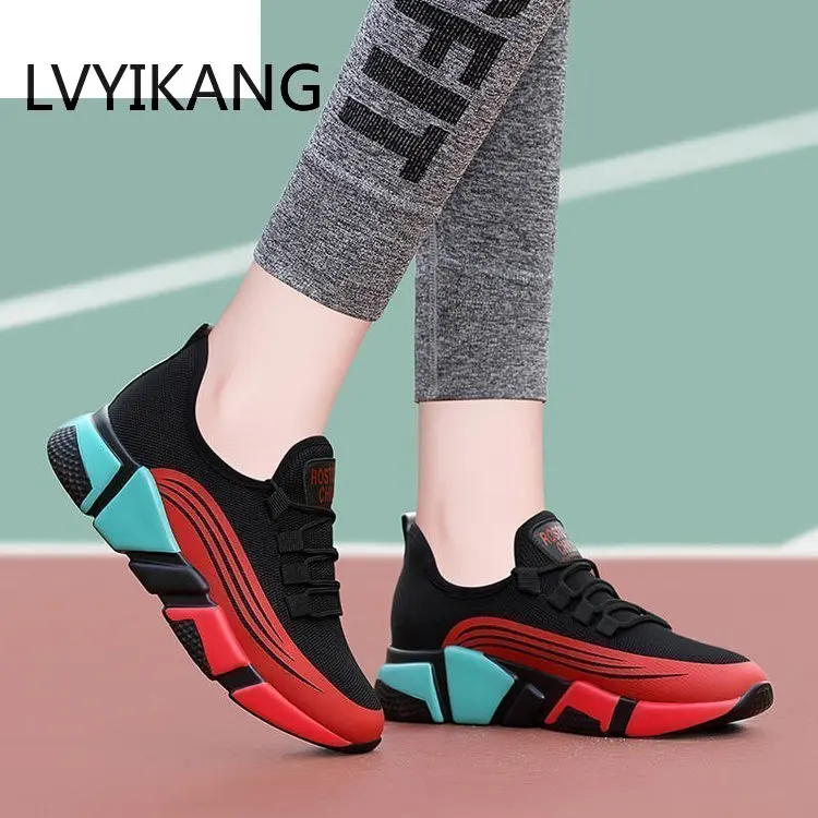 

2019 Women Casual Shoes Fashion Breathable Walking Mesh Lace Up Flat Shoes Sneakers Women Tenis Feminino Vulcanized Shoes