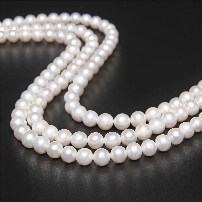 

High Quality 100% Natural Freshwater Pearls White Near Round Pearl Beads For Elegant Jewelry Making Supply Bracelet Necklace DIY