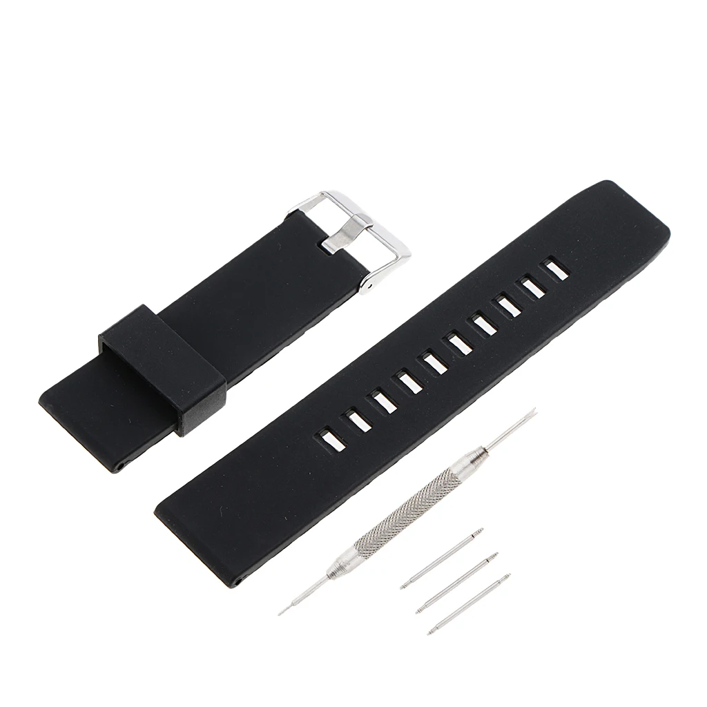 

Distinctive Unisex Silicone Watchband Stainless Steel Buckle 22mm