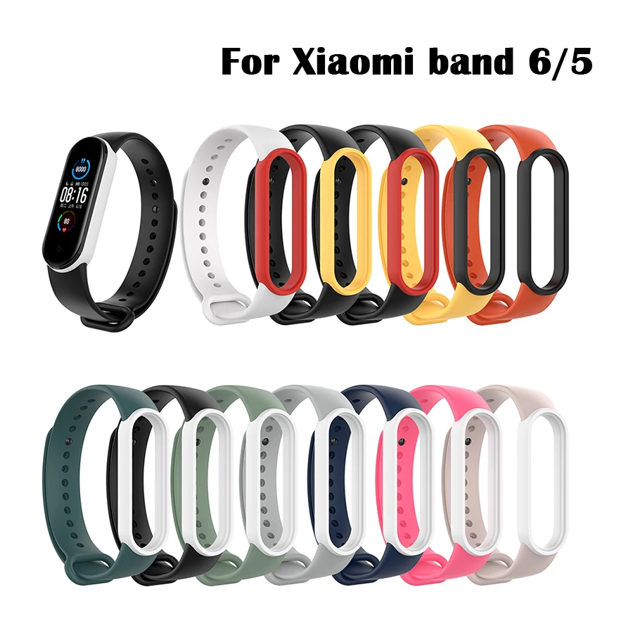 

Colorful Strap For Xiaomi Mi Band 6 5 Wristband Double Color Bracelet Silicone for Mi Band6 5 Miband 5 Wrist Straps