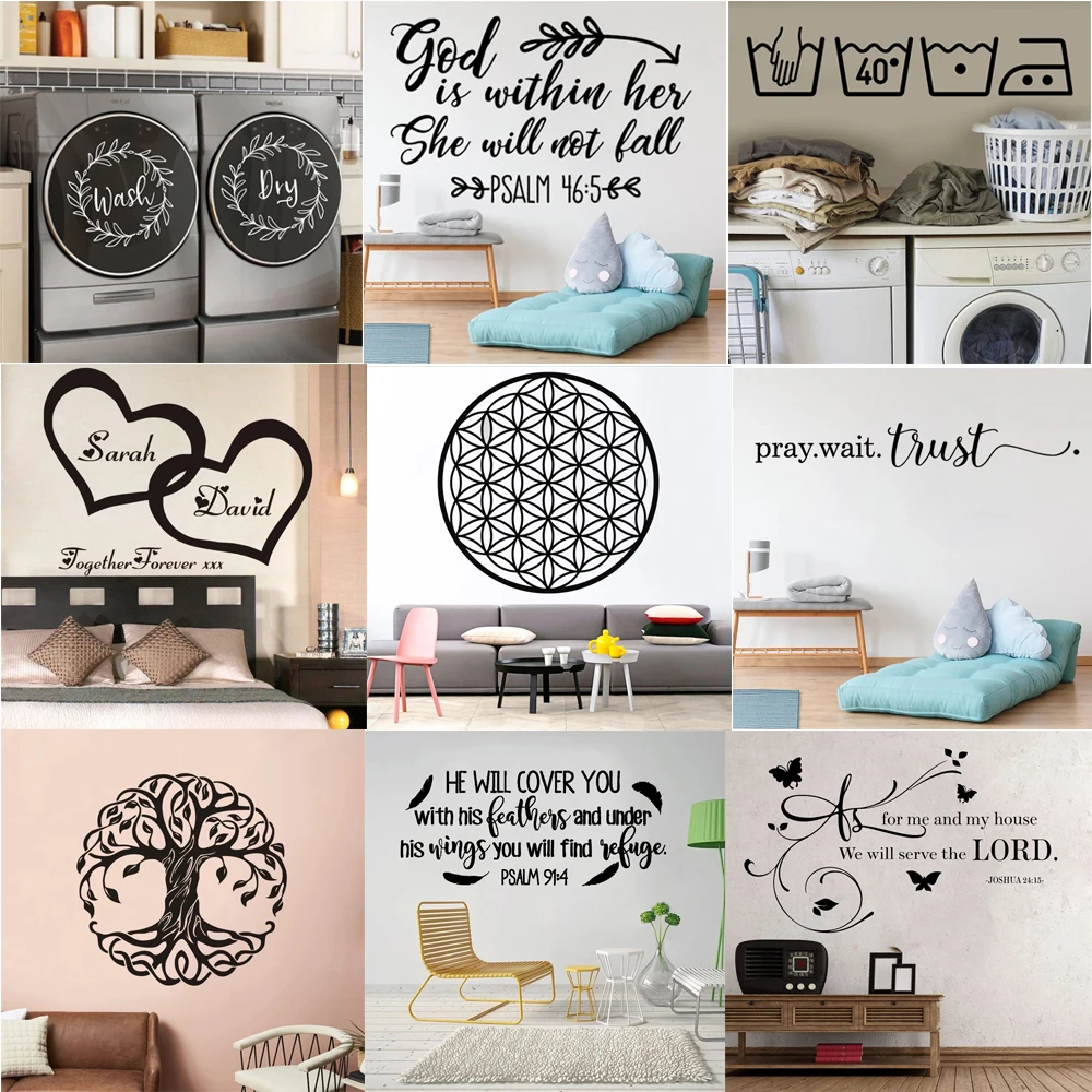

As For me House Quote Wall Stickers Bible Verse God Religion Saying Vinyl Mandala Laundry Room Livingroom Decals Decor RU9993