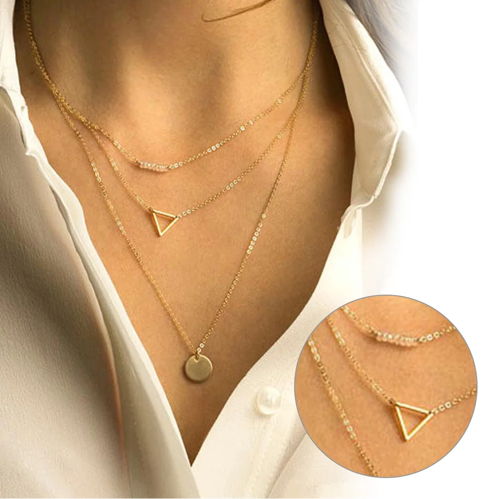 Модные очаровательные ювелирные аксессуары металлический многослойный простой