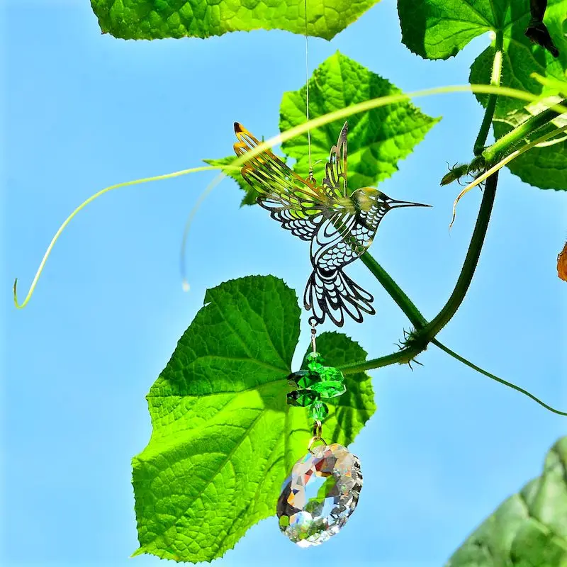 

KAINAI Hummingbird Window Sun Catchers Rainbow Maker Garden Meditation Hanging Ornament Crystal Window Garden chakras Fengshui
