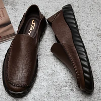 men first layer cowhide new fashion casual shoes male geniune leather comfy soft loafers summer with holes autumn without holes