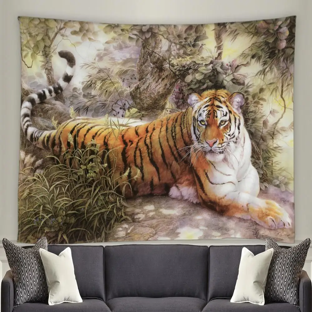 Животное собака слон тигр Львиный гобелен настенное украшение из полиэстера