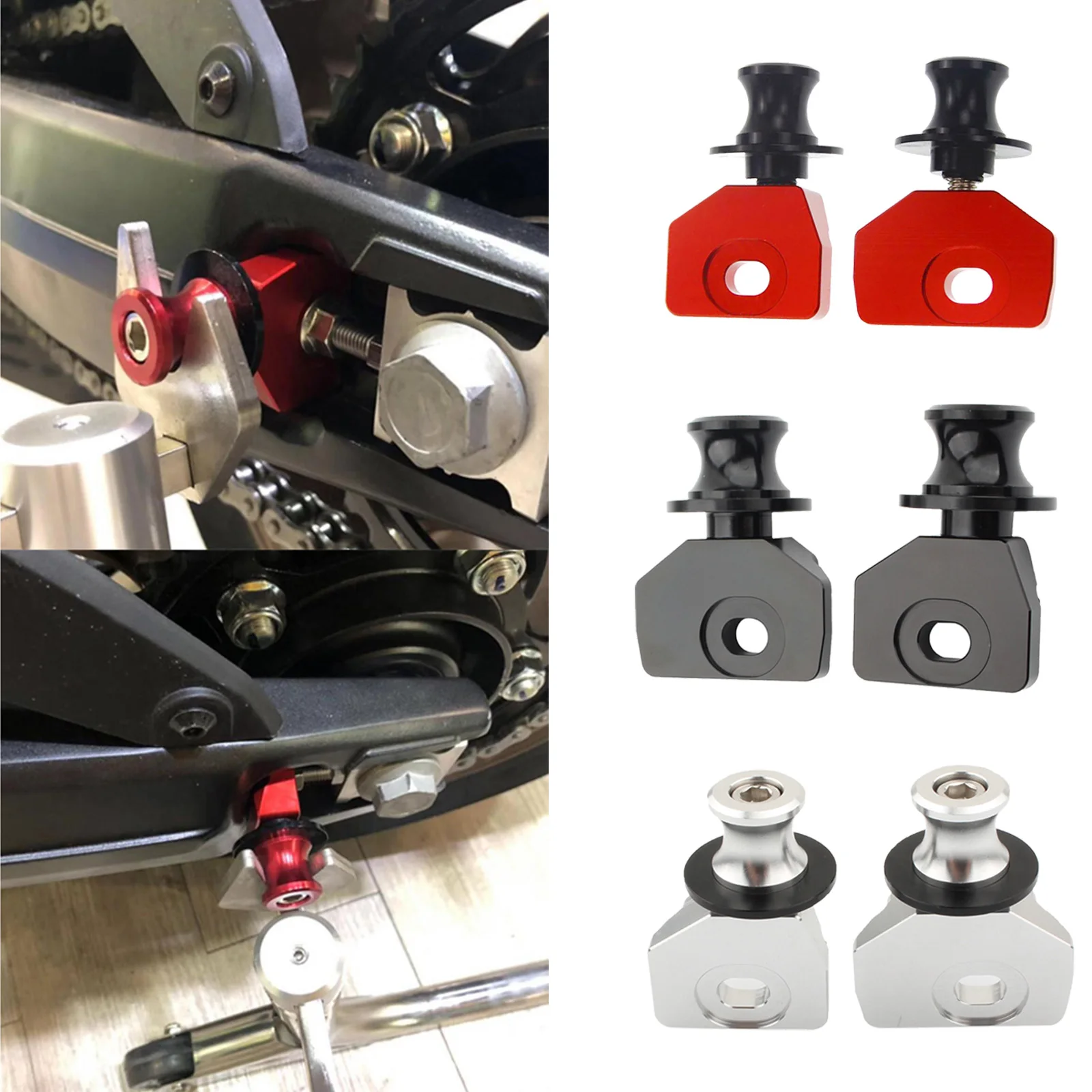 

2x Practical Motorcycle CNC Aluminum Chain Adjustment Screw Rocker Reel Slider for Honda CB650R CBR650R CB 650R 14-19