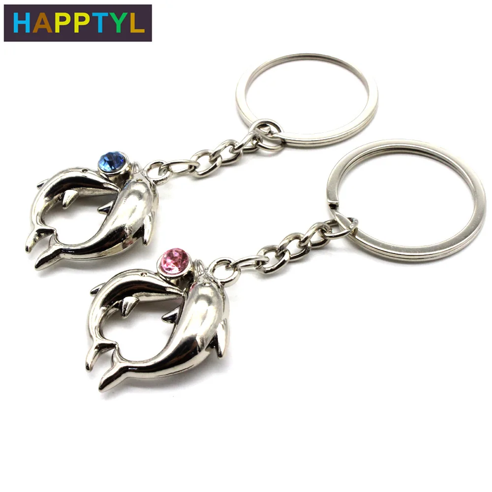 HAPPTYL креативный милый унисекс металлический брелок для ключей пара подарок