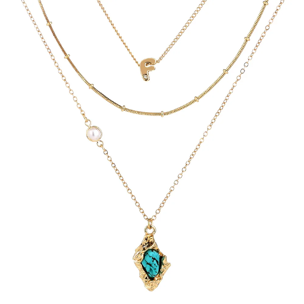 

Multilayer Colorful Necklace Simple Fashion Style Pearl Jewelry Female Clavicle Chain Natural Stone Pendant 2020 Exquisite Gift