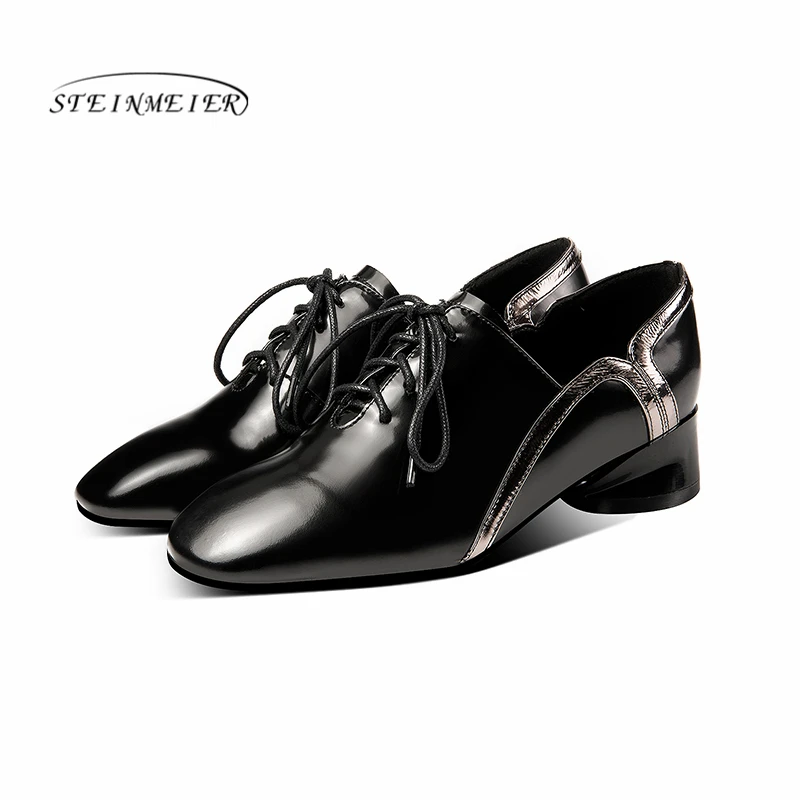 

New Shallow Women Pumps Genuine Leather High Heels Office Dancing Shoes Woman Spring Autumn Lace Up Classic Shoes Steinmeier