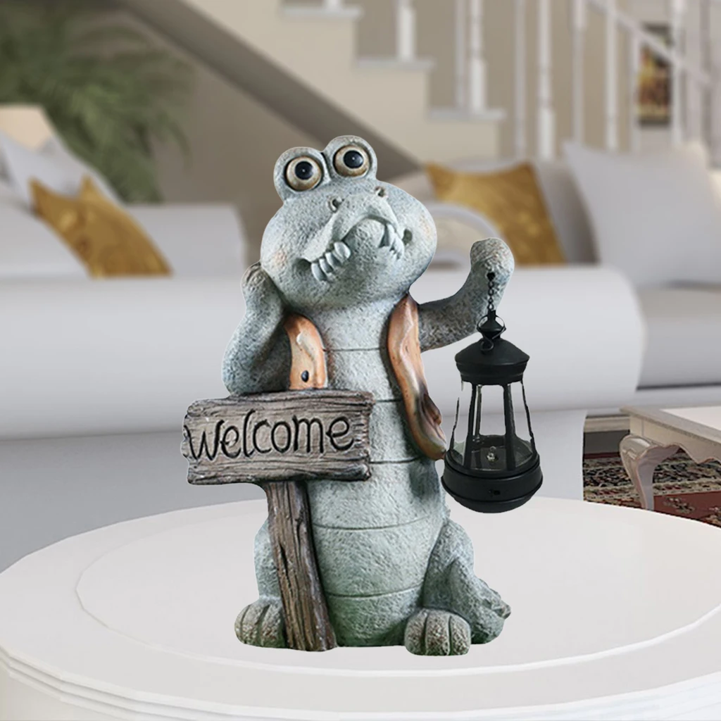 Садовый светильник крокодил статуэтка светодиодный фонарь на солнечной батарее