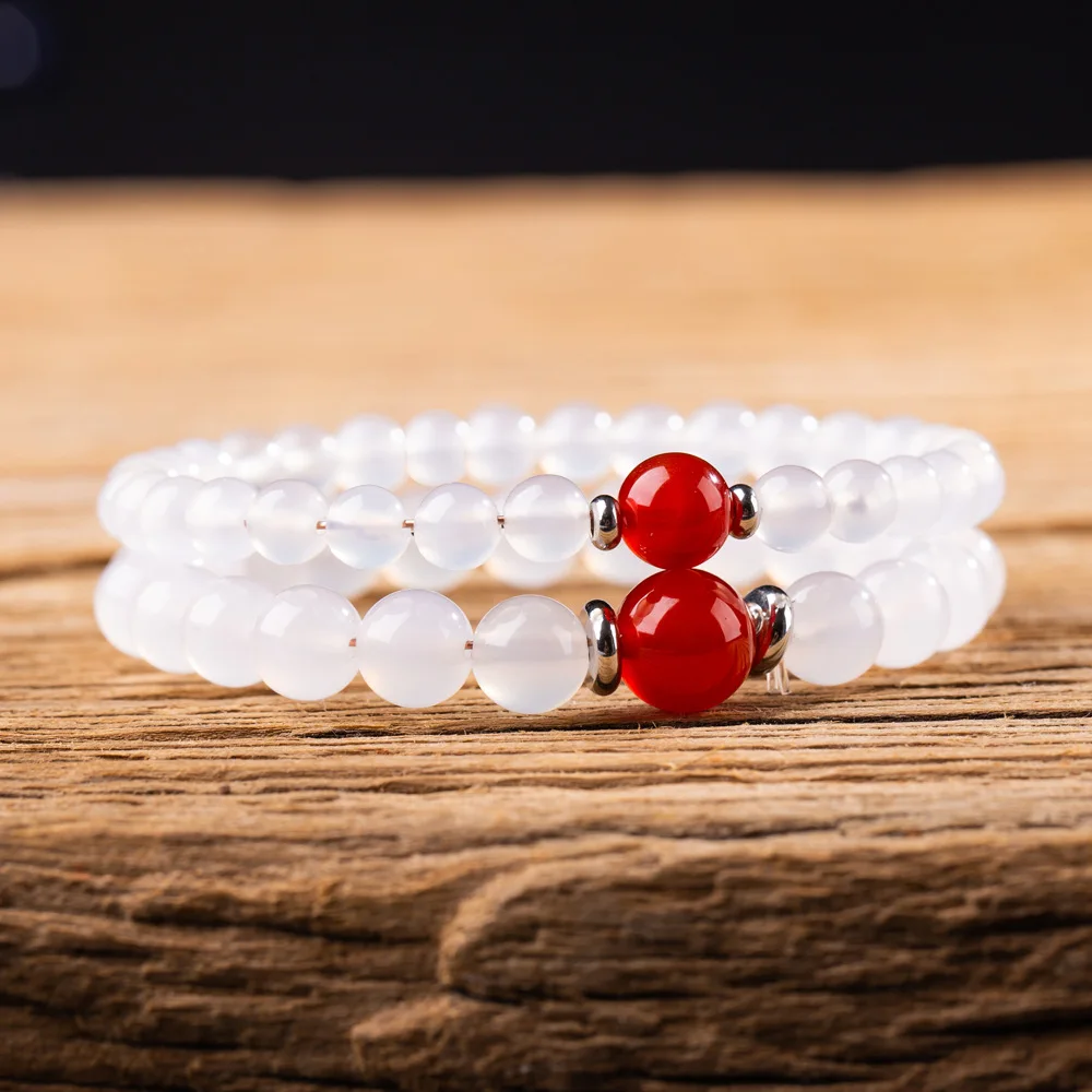 

2021 New Natural Stone Black And White Bracelet Natal Year Transfer Lovesick Couple Bijoux