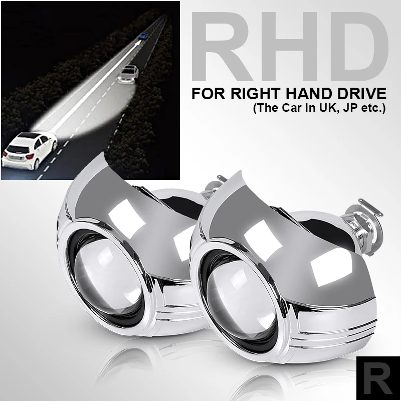 Мини 2,5 дюймов HID Bi xenon проектор фары линзы Автомобильные фары линзы комплект для модернизации H1 Max кожухи H4 H7 стайлинга автомобилей - Цвет: RHD with MAX Housing