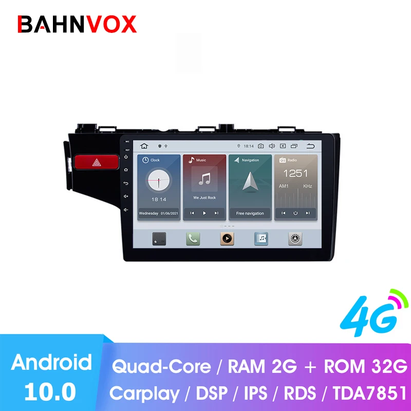 10 1 &quotandroid 0 Автомобильный gps dvd плеер для honda Fit LHD 2014 2017 автомобильное радио