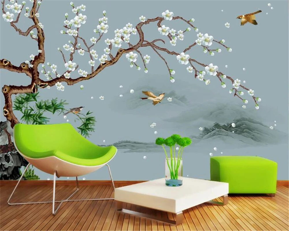 Обои по индивидуальному заказу фото ручная роспись цветы и птицы китайский