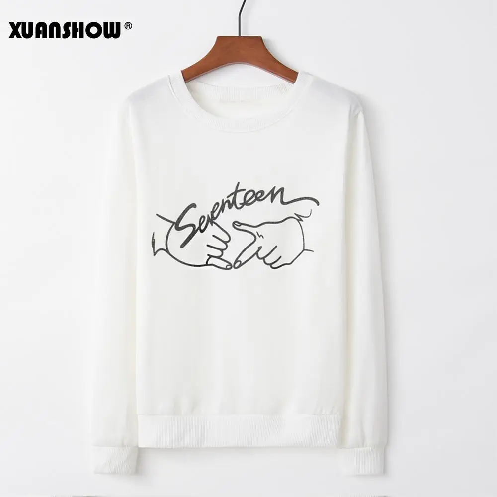 XUANSHOW 2020 Весенняя осенняя одежда унисекс Kpop Seventeen толстовка с круглым вырезом и
