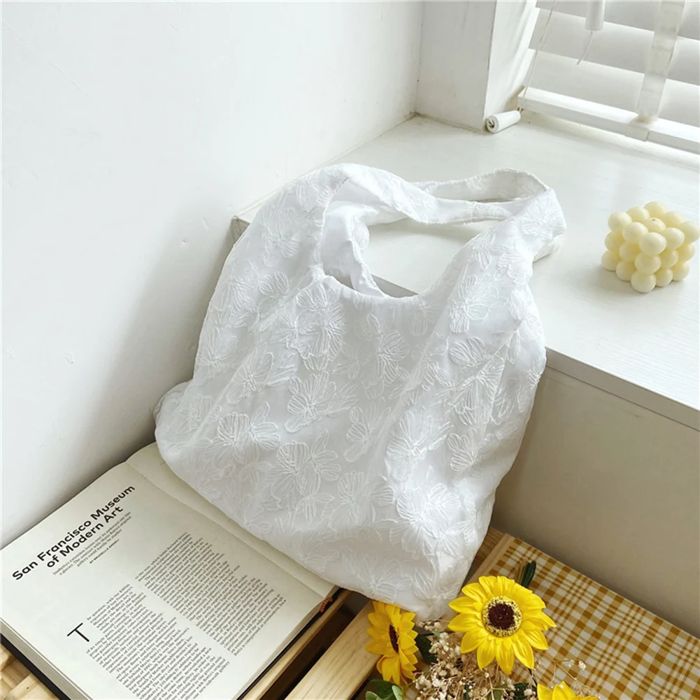 

Винтажная Женская однотонная сумка для покупок с тиснением и цветами, повседневная женская кружевная холщовая вместительная сумка-тоут