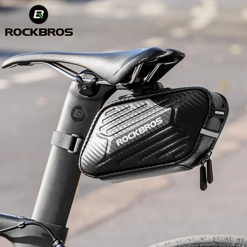 

ROCKBROS 1.5L Hard Shell Bike Bag Rainproof Reflective MTB Bicycle Bag Cycling Portable Hang Light Saddle Seatpost Rear Panniers
