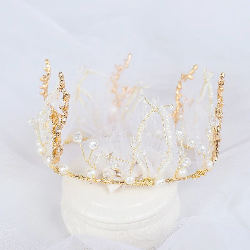 QIANJI Korean hair accessories children's crystal pearl crown headband princess girl headdress baby forest | Аксессуары для