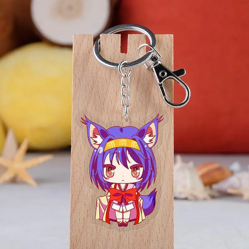 

No Game No Life Keychain Anime Figure Sweet Romantic Sora Shiro Cartoon Comic Acrylic Keyring For Women Man Holder Trinket Charm