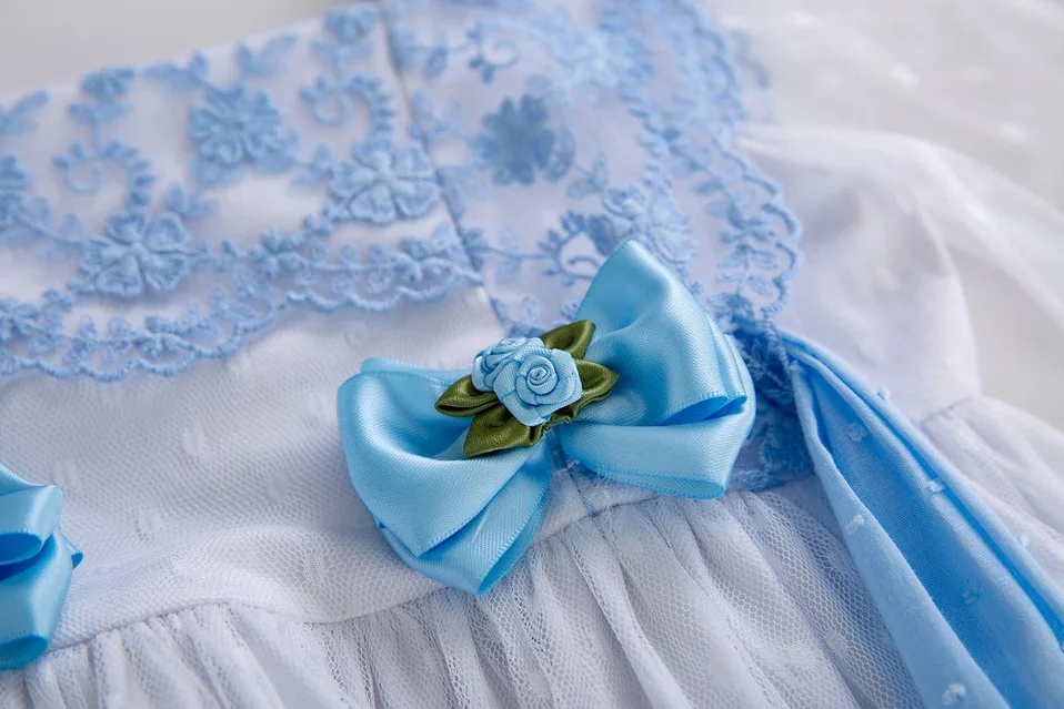 Cutestyles/летнее голубое платье для девочек с бантом и вырезами дизайнерское