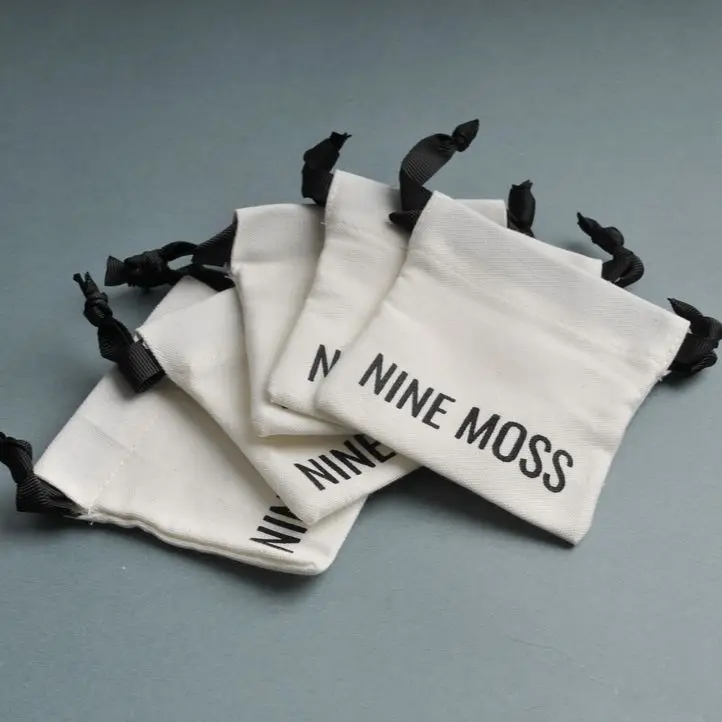 Recyclable Cotton White Jewelry Jewellery Pouch And Bag with Custom Logo