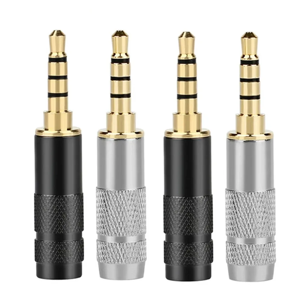 

3.5 mm Jack 3/4 Poles Stereo Earphone Audio Plug Connectors For 5.8mm Hifi Headphone Upgrade Cable Speaker Terminal Black Silver