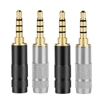 3 5 mm jack 34 poles stereo earphone audio plug connectors for 5 8mm hifi headphone upgrade cable speaker terminal black silver