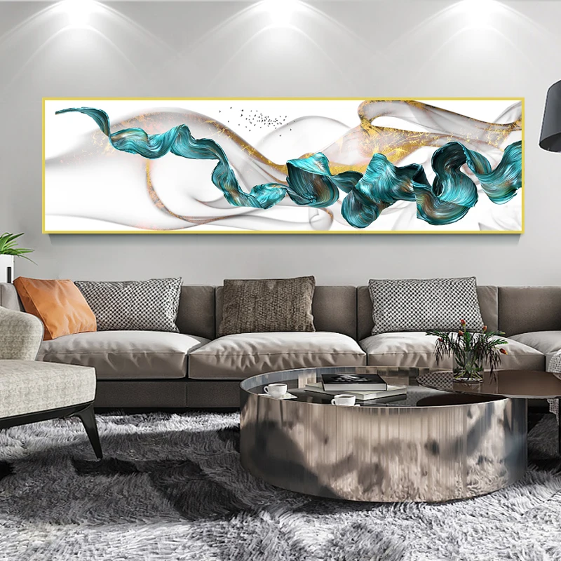 

Abstract Blue Fabric Art Canvas Painting Nordic Modern Posters and Prints Cuadros Wall Art Picture for Living Room Home Decor