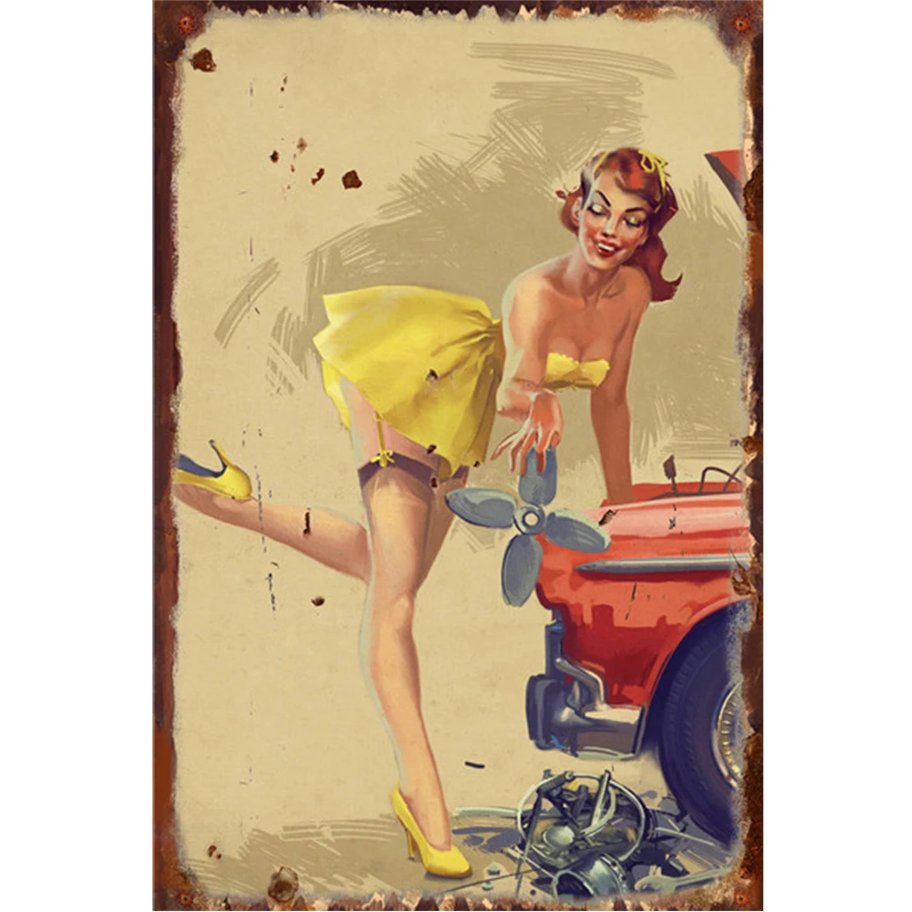 Сексуальные красивые Ретро-таблички постер металлический знак винтажная