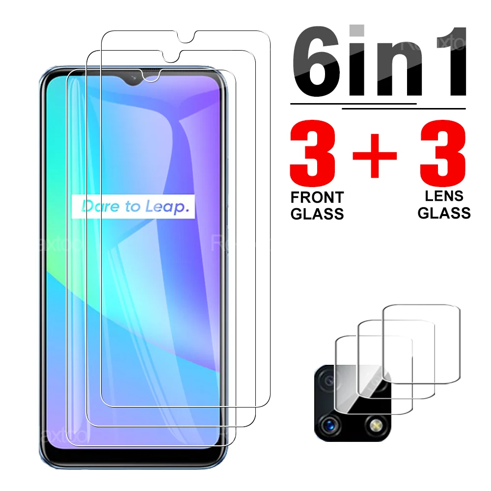 

6 в 1 закаленное стекло для Oppo Realme C25 C25S C21 C21Y C20 C20A защита для экрана мягкое стекло для объектива камеры 9H защитная пленка